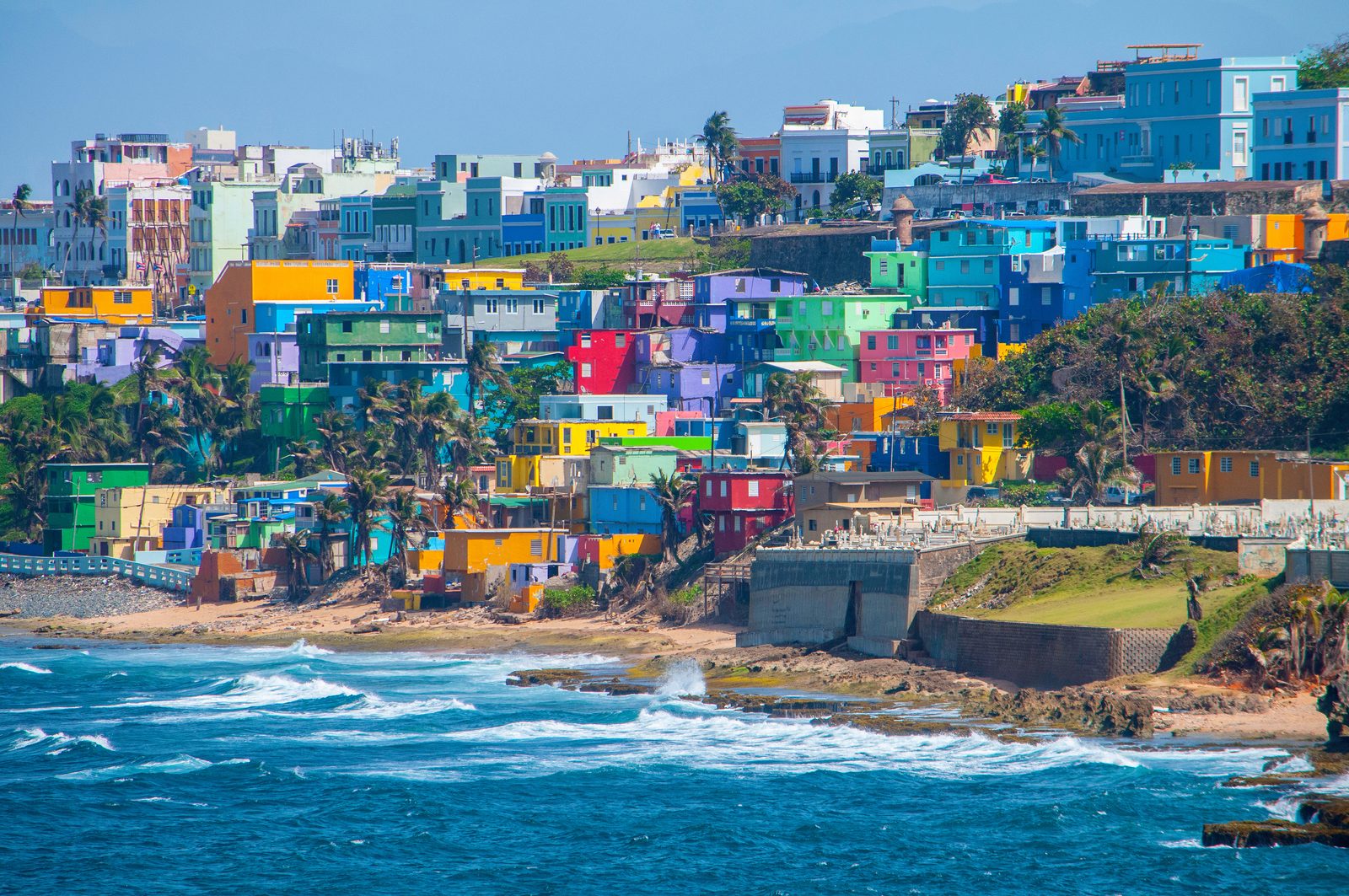 Colorful houses above the sea in Old San Juan